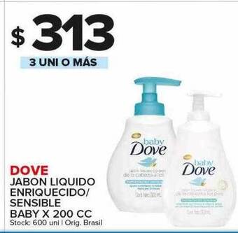 Carrefour Maxi Dove jabon liquido enriquecido sensible baby oferta