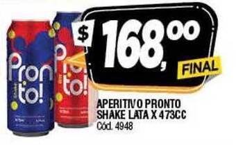 Supermercados Yaguar Aperitivo pronto shake lata oferta