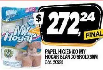 Supermercados Yaguar Papel higienico my hogar blanco 6rolx30m oferta
