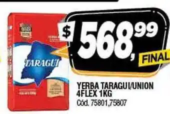 Supermercados Yaguar Yerba taragui union 4flex oferta