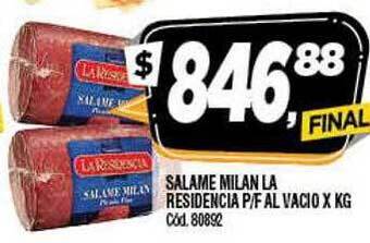 Supermercados Yaguar Salame milan la residencia p f al vacio oferta
