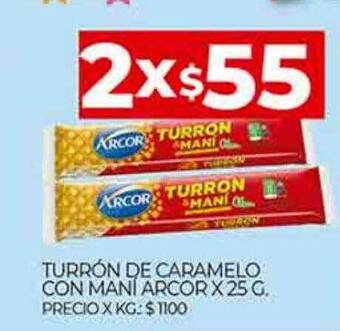 Supermercados DIA Turron de caramelo con mani arcor oferta