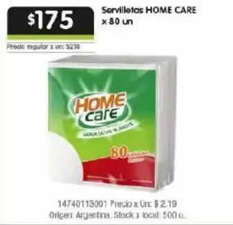 Jumbo Servilletas home care x 80un oferta