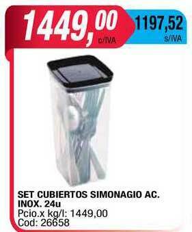 Maxiconsumo Set Cubiertos Simonagio Ac. Inox. 24u oferta