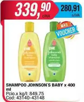 Maxiconsumo Shampoo Johson's Baby x 400ml oferta
