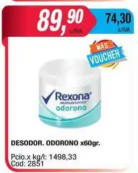 Maxiconsumo Desodor. Odorono x 60gr oferta