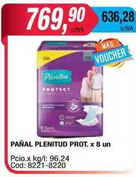 Maxiconsumo Pañal Plenitud Prot. x 8un oferta