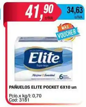 Maxiconsumo Pañuelos Elite Pocket 6 x 10un oferta