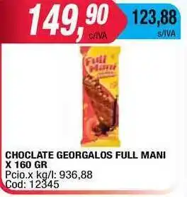 Maxiconsumo Choclate Georgalos Full Mani x 160gr oferta