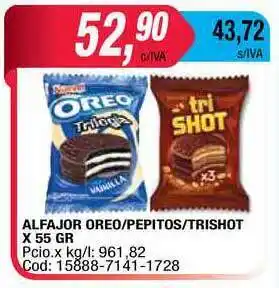 Maxiconsumo Alfajor Oreo Pepitos Trishot x 55gr oferta