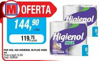 Maxiconsumo Pap. Hig. Hig Higienol M. Plus oferta