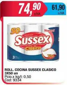 Maxiconsumo Roll. Cocina Sussex Clasico 3 x 50un oferta