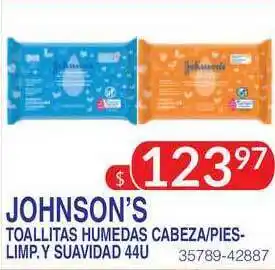 Masivos Johnson's Toallitas Humedas Cabeza-Pies-Limp.Y Suavidad 44U oferta