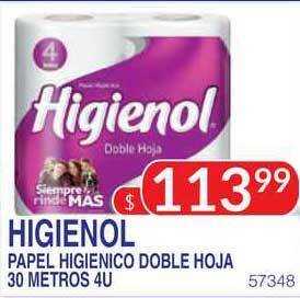Masivos Higienol Papel Higienico Doble Hoja 30 Metros 4U oferta