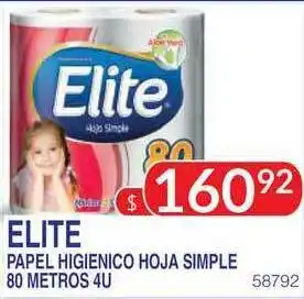 Masivos Elite Papel Higienico Hoja Simple 80 Metros 4U oferta