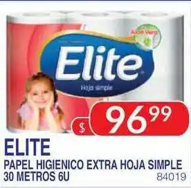 Masivos Elite Papel Higienico Extra Hoja Simple 30 Metros 6U oferta