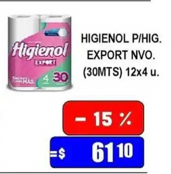 Dulcenter Higienol P-Hig. Export NVO. (30MTS) 12x4 U. oferta