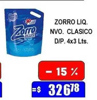 Dulcenter Zorro Liq. NVO. Clasico D-P. 4x3 Lts. oferta