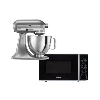 Prestigio Whirlpool combo microonas whirlpool 20 lts negro y stand mixer artisan silver oferta