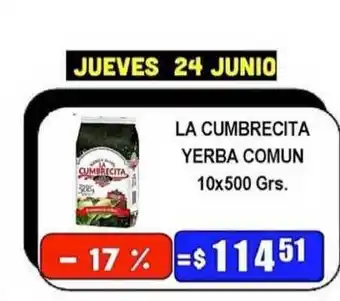 Dulcenter La Cumbrecita Yerba Comun 10x500 Grs. oferta