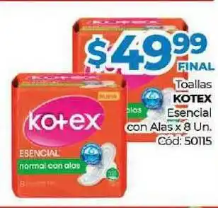 Diarco Toallas Kotex Esencial Con Alas x8 un oferta