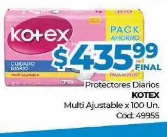 Diarco Protectores Diarios Kotex Multi Ajustable x100 un oferta