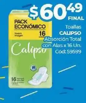 Diarco Toallas Calipso Absorción Total Con Alas x16 un oferta