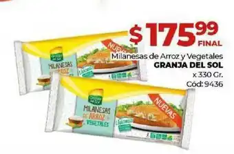 Diarco Milanesas De Arroz Y Vegetales Granja Del Sol x330 gr oferta