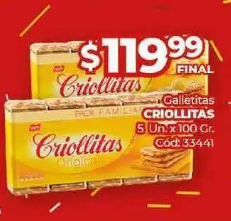 Diarco Galletitas Criollitas x100 gr oferta