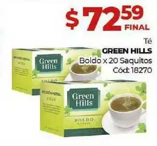 Diarco Té Green Hills x20 saquitos oferta