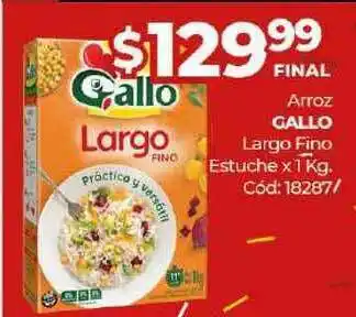 Diarco Arroz Gallo Largo Fino Estuche x1 kg oferta