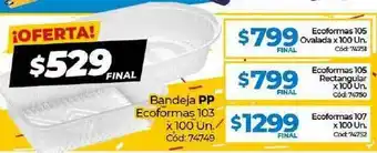 Diarco Bandeja Pp Ecoformas 103 Ecoformas 105 Ovalada Ecoformas 105 Rectangular Ecoformas 107 x100 un oferta