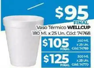 Diarco Vaso Térmico Wellcup 180 Ml. x25 un oferta
