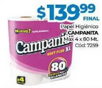 Diarco Papel Higiénico Campanita Max 4 x 80 mt oferta