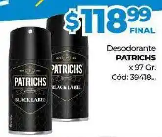 Diarco Desodorante Patrichs x97 gr oferta