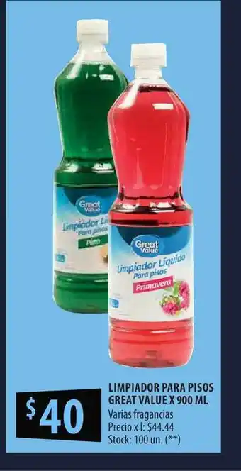 Punto Mayorista Limpiador Para Pisos Great Value oferta