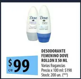 Punto Mayorista Desodorante Femenino Dove Rollon x 50ml oferta