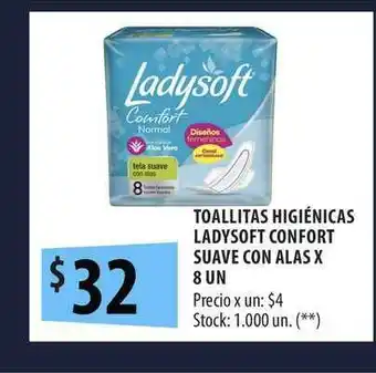 Punto Mayorista Toallitas Higiénicas Ladysoft Confort Suave Con Alas x 8un oferta