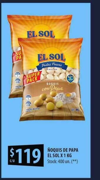 Punto Mayorista ñoquis De Papa El Sol x 1kg oferta