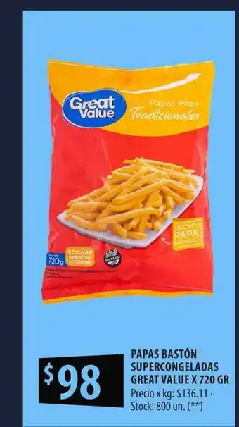 Punto Mayorista Papas Bastón Supercongeladas Great Value x 720gr oferta