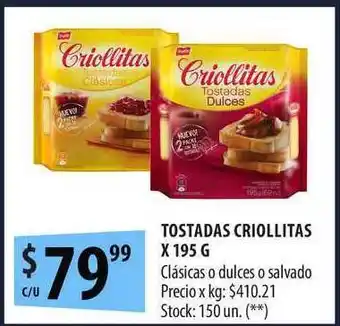 Punto Mayorista Tostadas Criollitas x 195g oferta