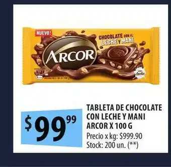 Punto Mayorista Arcor Tableta De Chocolate Con Leche Y Mani x 100g oferta