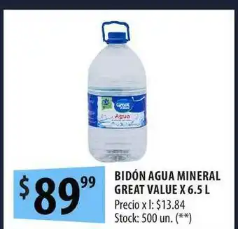 Punto Mayorista Bidón Agua Mineral Great Value x 6.5L oferta