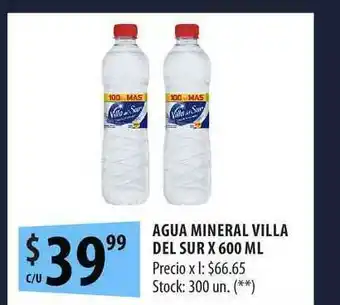 Punto Mayorista Agua Mineral Villa Del Sur x 600ml oferta