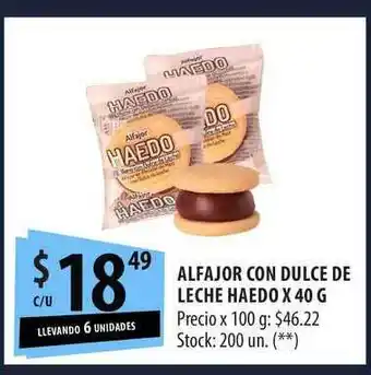 Punto Mayorista Alfajor Con Dulce De Leche Haedo x 40g oferta