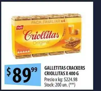Punto Mayorista Criollitas Galletitas Crackers x 400g oferta