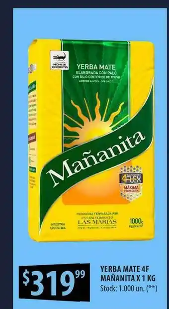 Punto Mayorista Yerba Mate 4f Mañanita x 1kg oferta