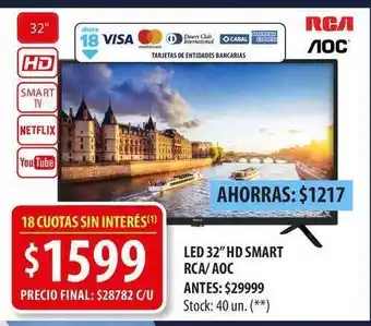 Punto Mayorista Led 32'' Hd Smart Rca Aoc oferta