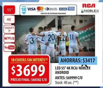 Punto Mayorista Led 55'' 4k Rca Noblex Android oferta