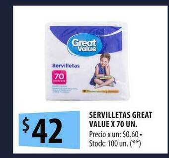Punto Mayorista Servilletas Great Value oferta